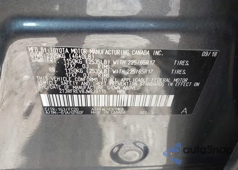 2018 Toyota Rav4 Xle from USA, damaged, VIN 2T3RFREV8JW839115